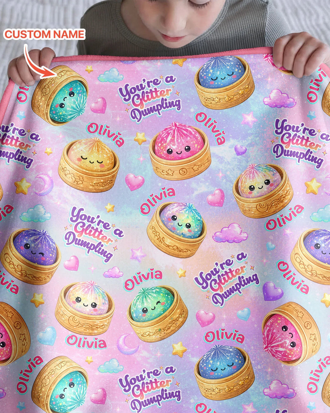 Custom Name You're A Glitter Dumpling Bamboo Blanket