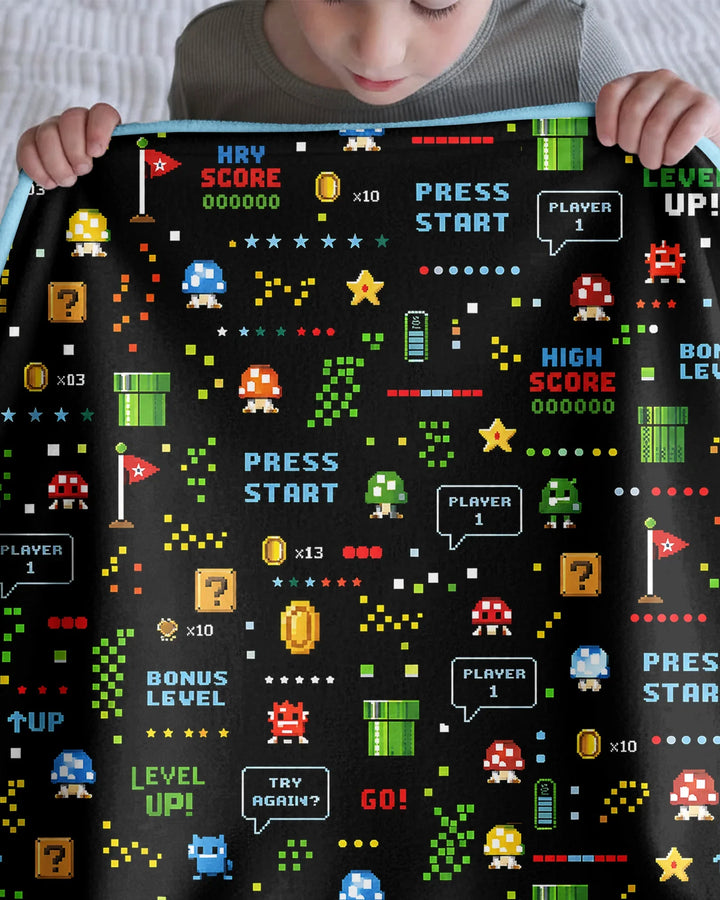 Pixel Game Lover Matching Bamboo Blanket