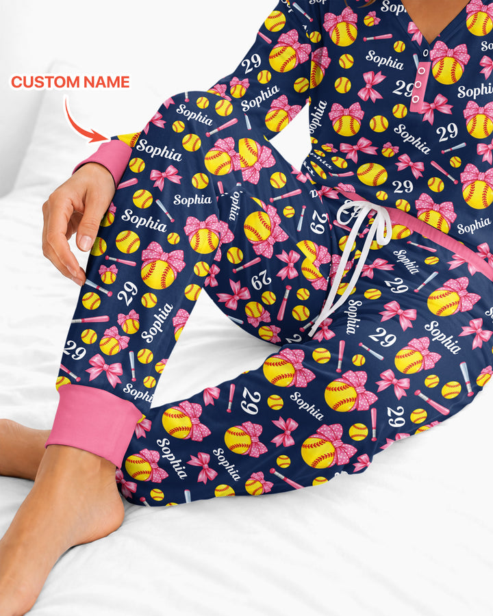 Little Softball Star Bamboo Women Pajama Set