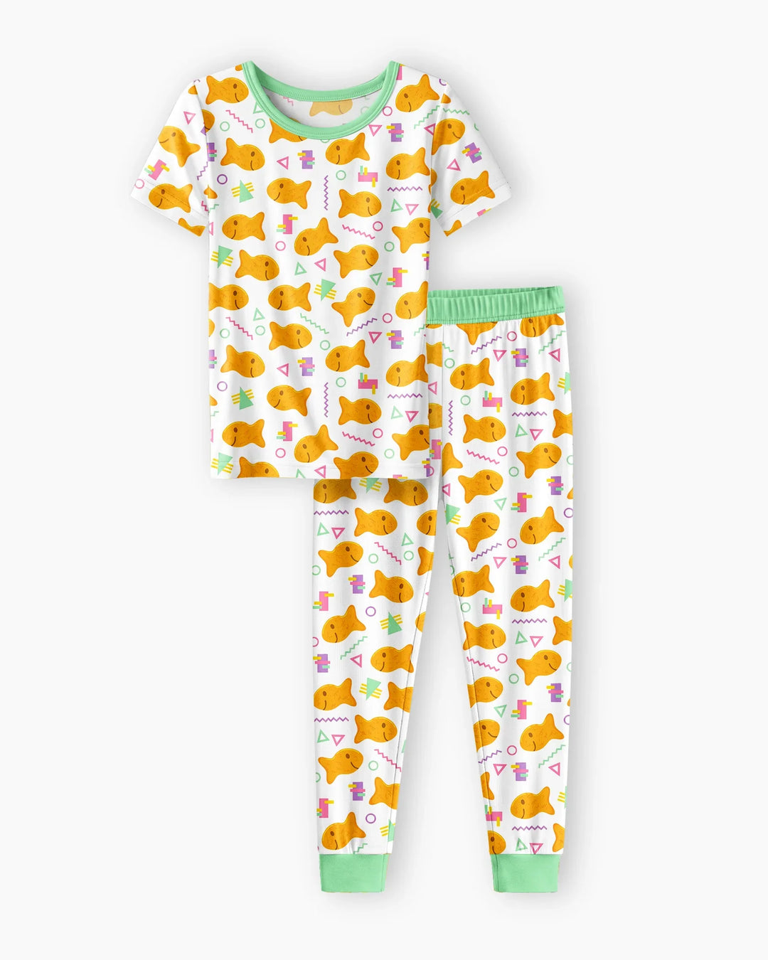 Cheesy Fishies Family Matching Bamboo Two Piece Short Sleeve Pajama Set