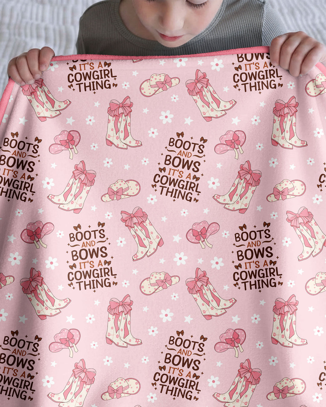 Western Cowgirl Boots And Bows Bamboo Blanket
