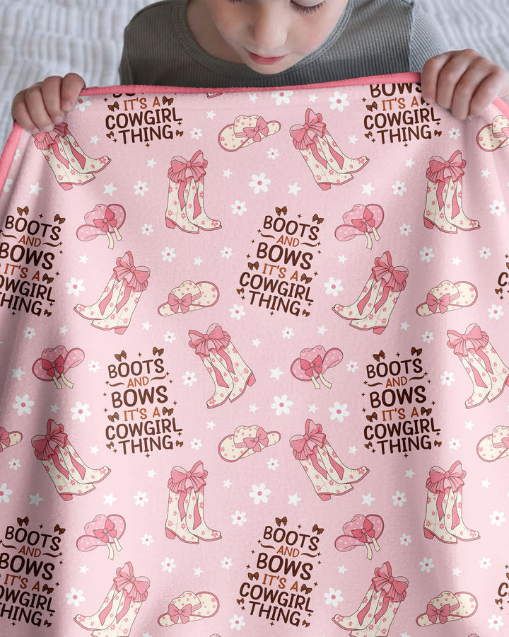 Western Cowgirl Boots And Bows Bamboo Blanket