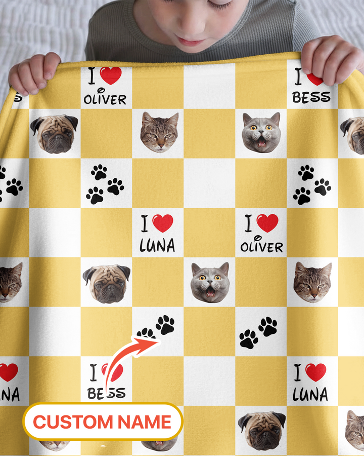 Custom Photo I Love My Best Friend Dog/Cat Bamboo Blanket