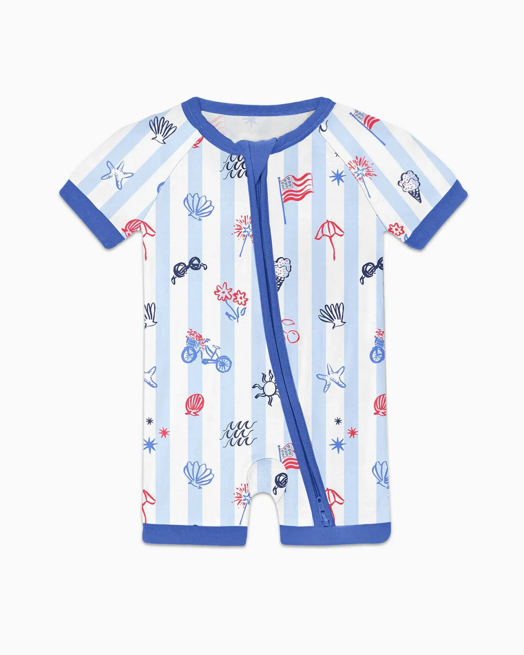 Red, White & Beachy Family Matching Bamboo Shorty Zippy