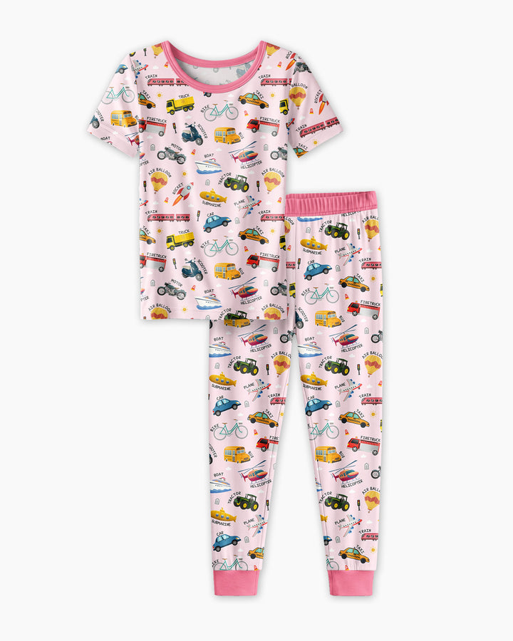 Vehicle Vocabulary Bamboo Two Piece Short Sleeve Pajama Set