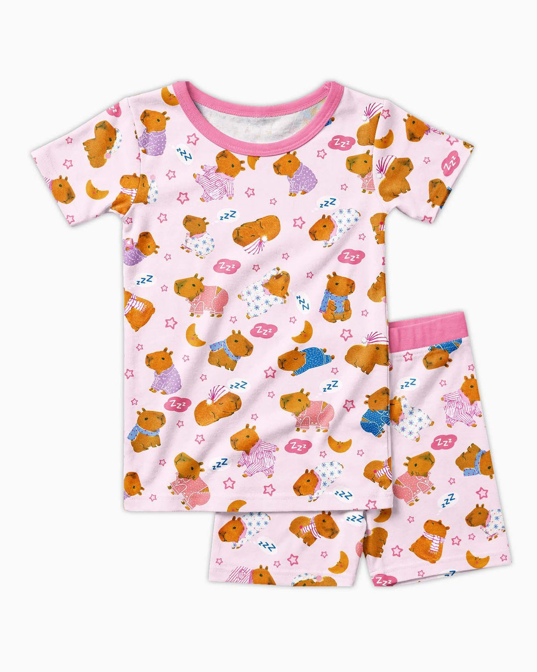 Capyjama Family Matching Bamboo Two Piece Short Sleeve Shorts Pajama Set