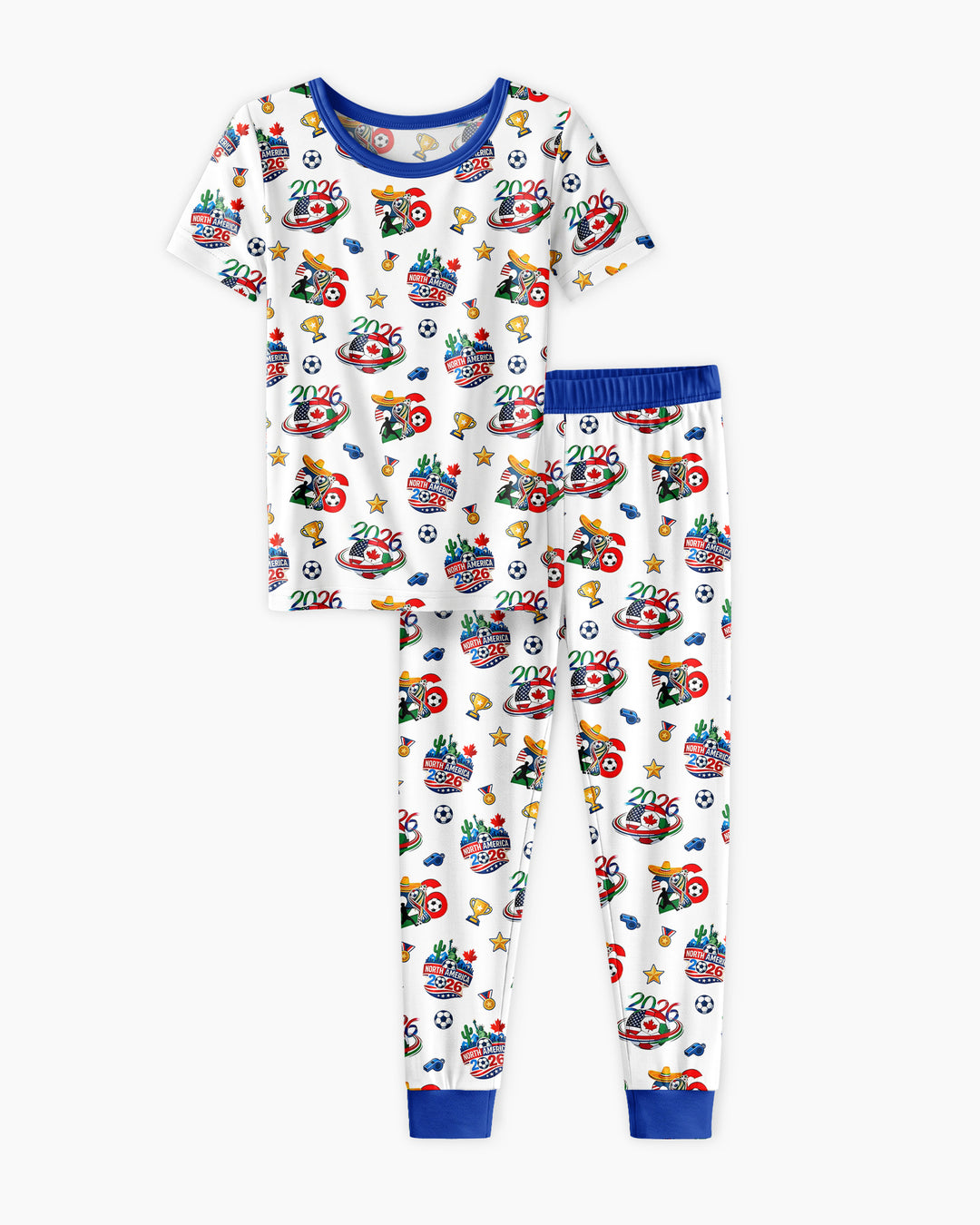 World Soccer North America 2026 Family Matching Bamboo Two Piece Short Sleeve Pajama Set
