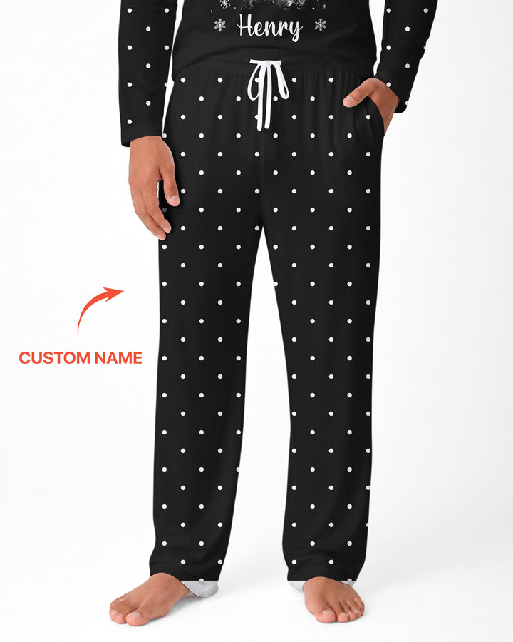 Custom Name Vintage Believe Santa Bamboo Men's Pajama Set