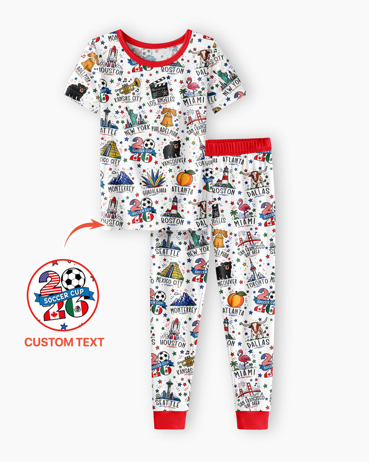 2026 Soccer Cup Host Citties Bamboo Two Piece Short Sleeve Pajama Set