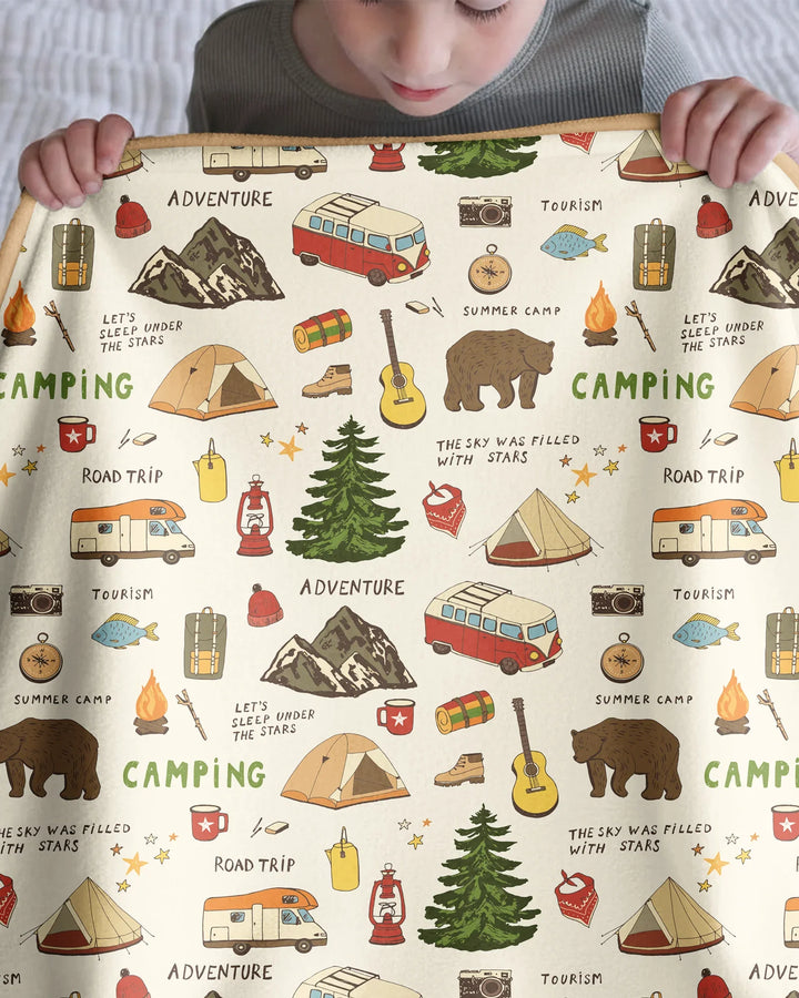 Outdoor Camping Adventure Family Matching Bamboo Blanket