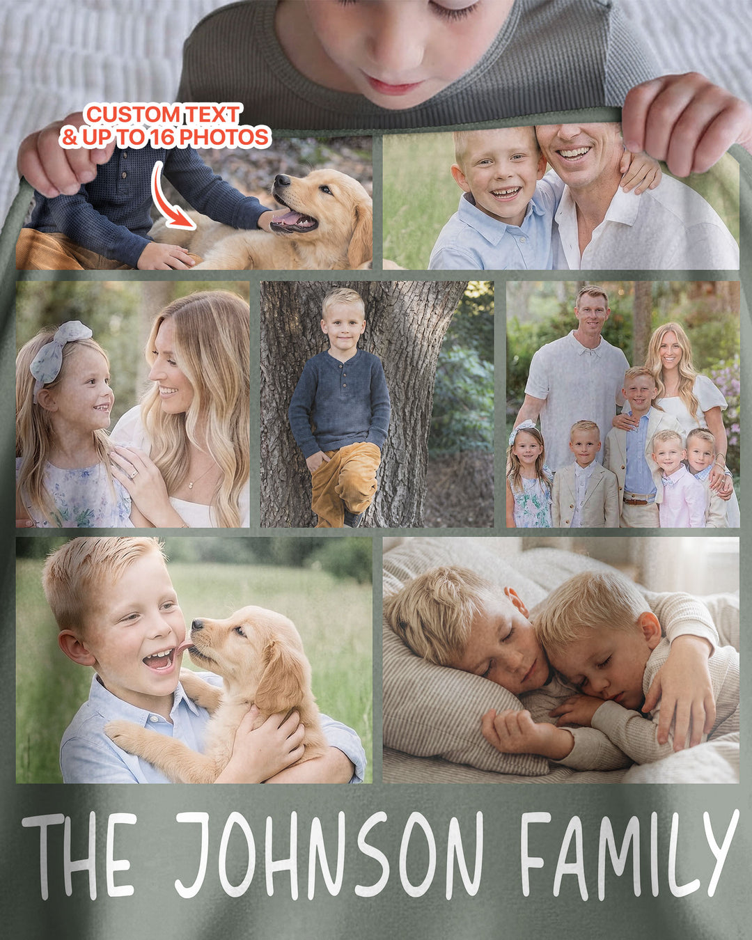 Custom Photo Collage Family Bamboo Blanket