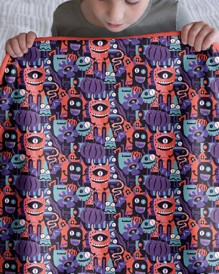 Halloween Multi Eyed Monsters Bamboo Blanket