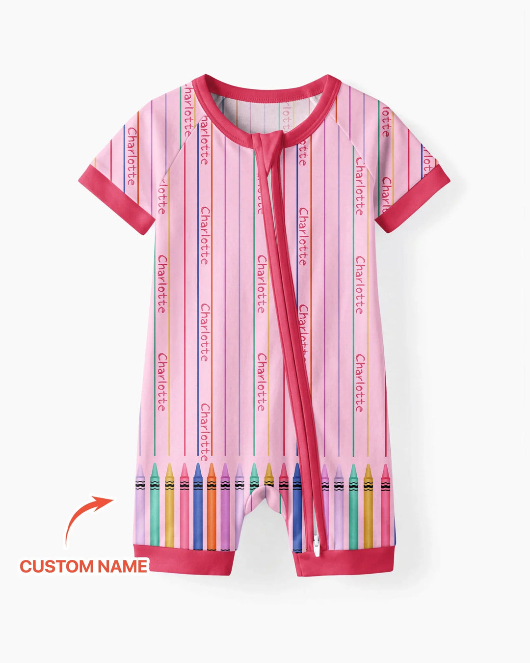 Custom Name Crayon Lines Bamboo Shorty Zippy