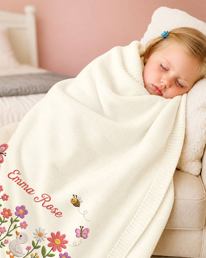 Lovely Floral Embroidered Baby Cotton Blanket