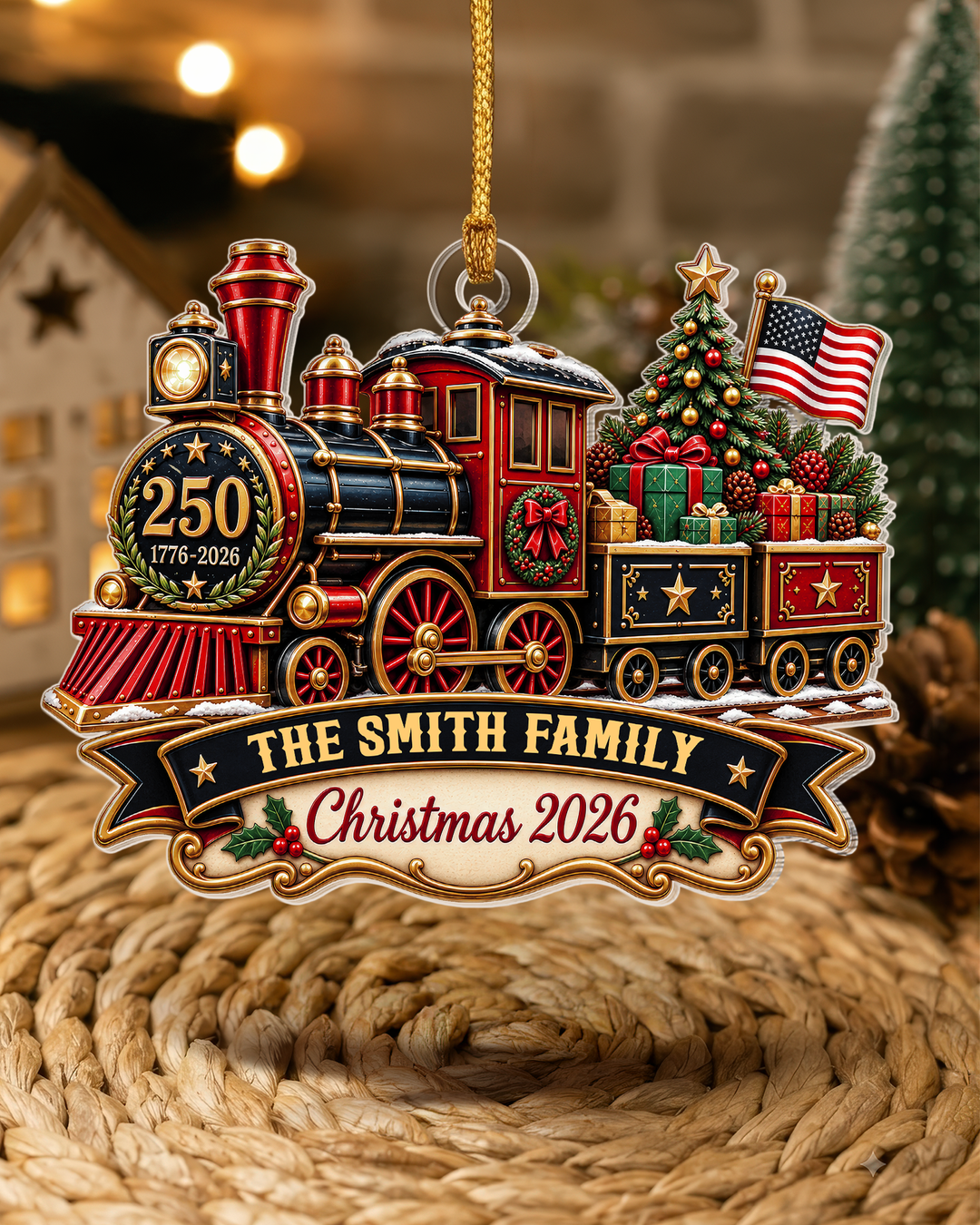250th Anniversary Christmas Train - Personalized Acrylic Ornament