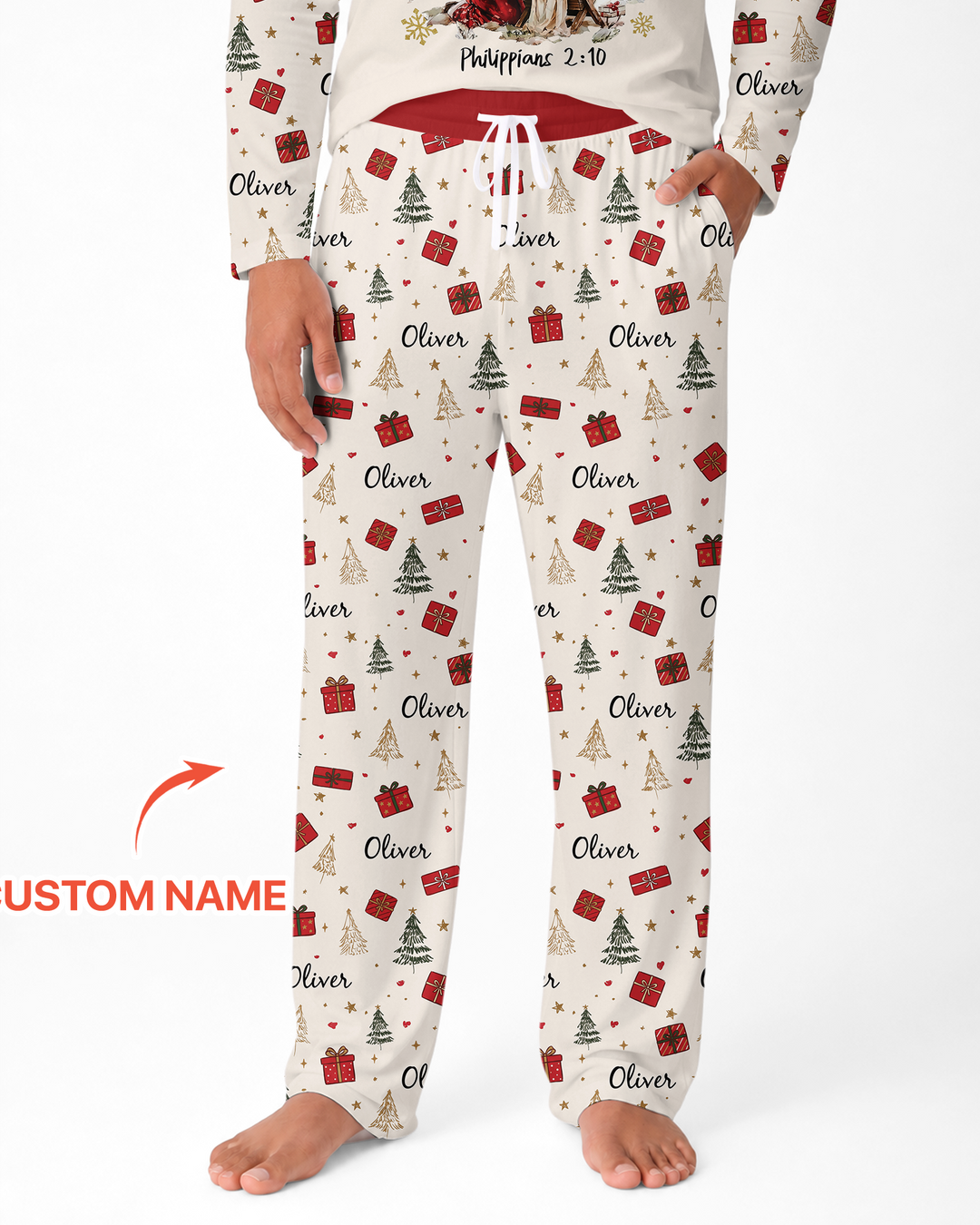 Every Knee Shall Bow Custom Name Mommy And Me Matching Bamboo Men's Pajama Set