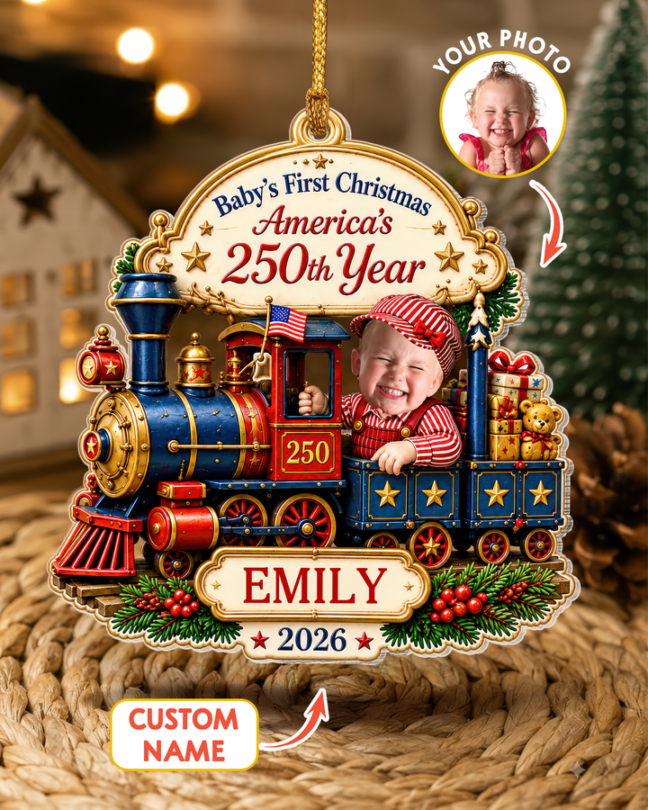 Christmas Train Baby Acrylic Ornament