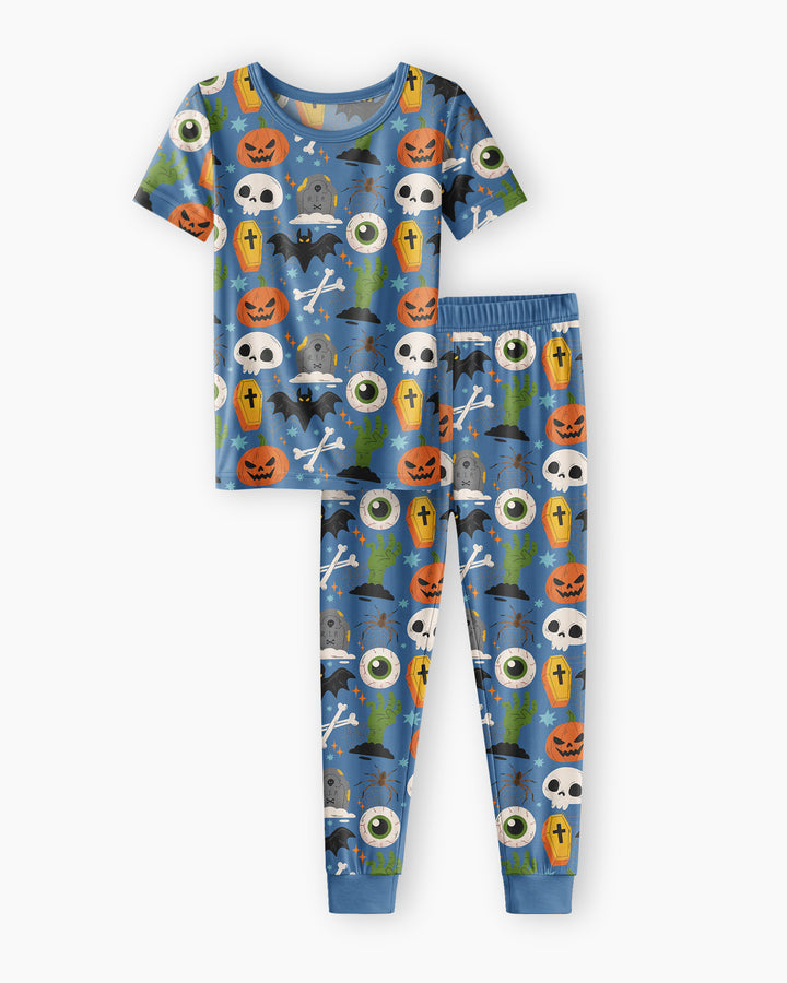 Little Monsters Bamboo Two Piece Short Sleeve Pyjamas Set For Haloween
