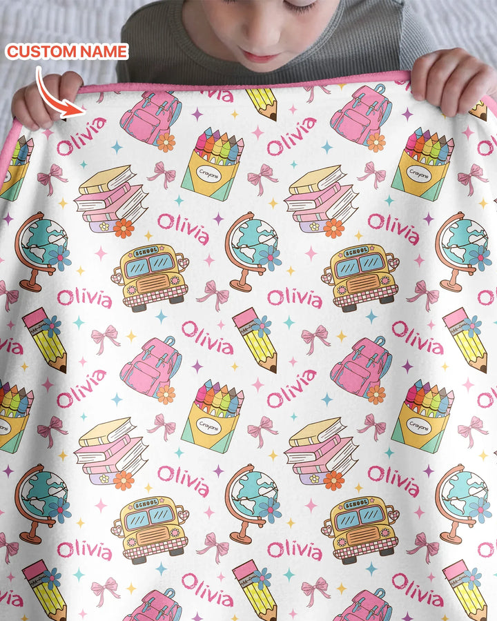 Custom Name Back To School Bamboo Blanket