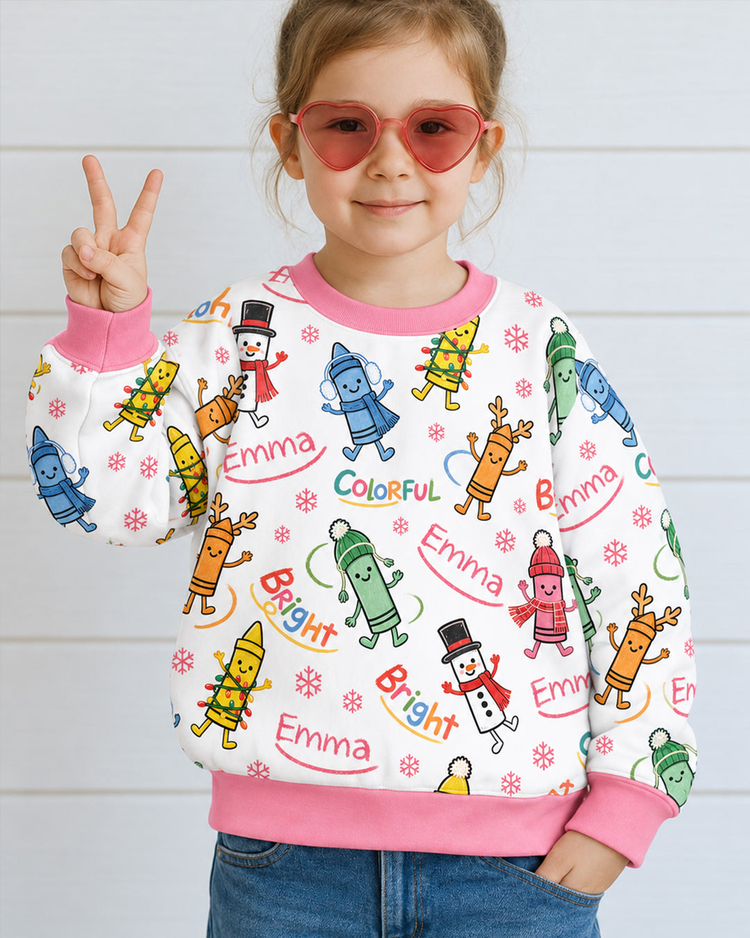 Custom Name Bright & Colorful Bamboo Crewneck Sweatshirt
