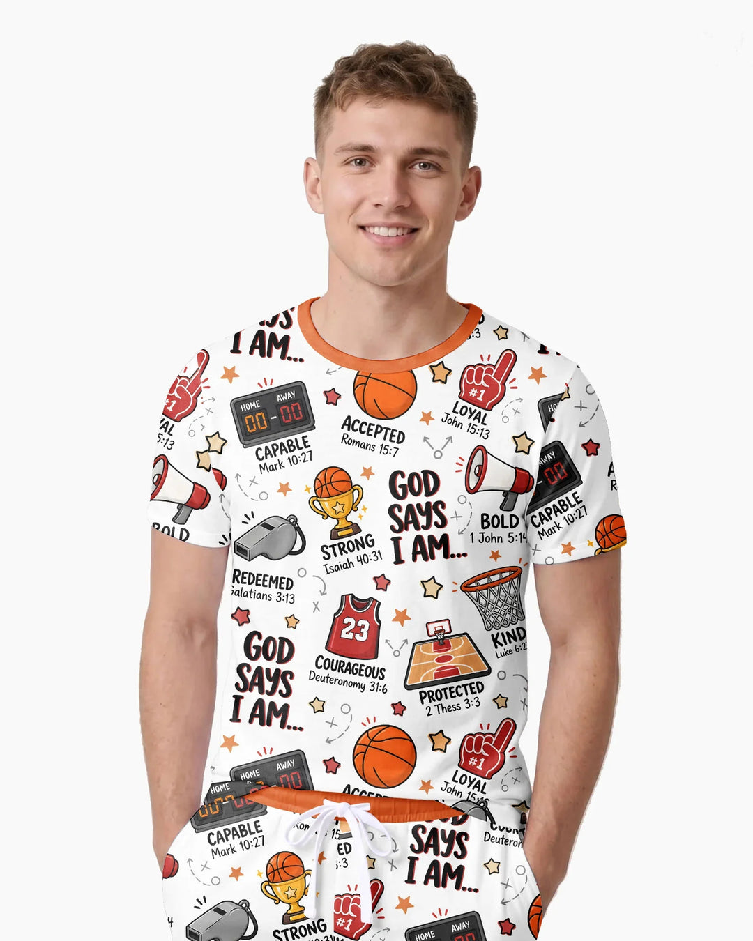 Basketball God Says I Am Bamboo Men Short Sleeve Short Pajama Set