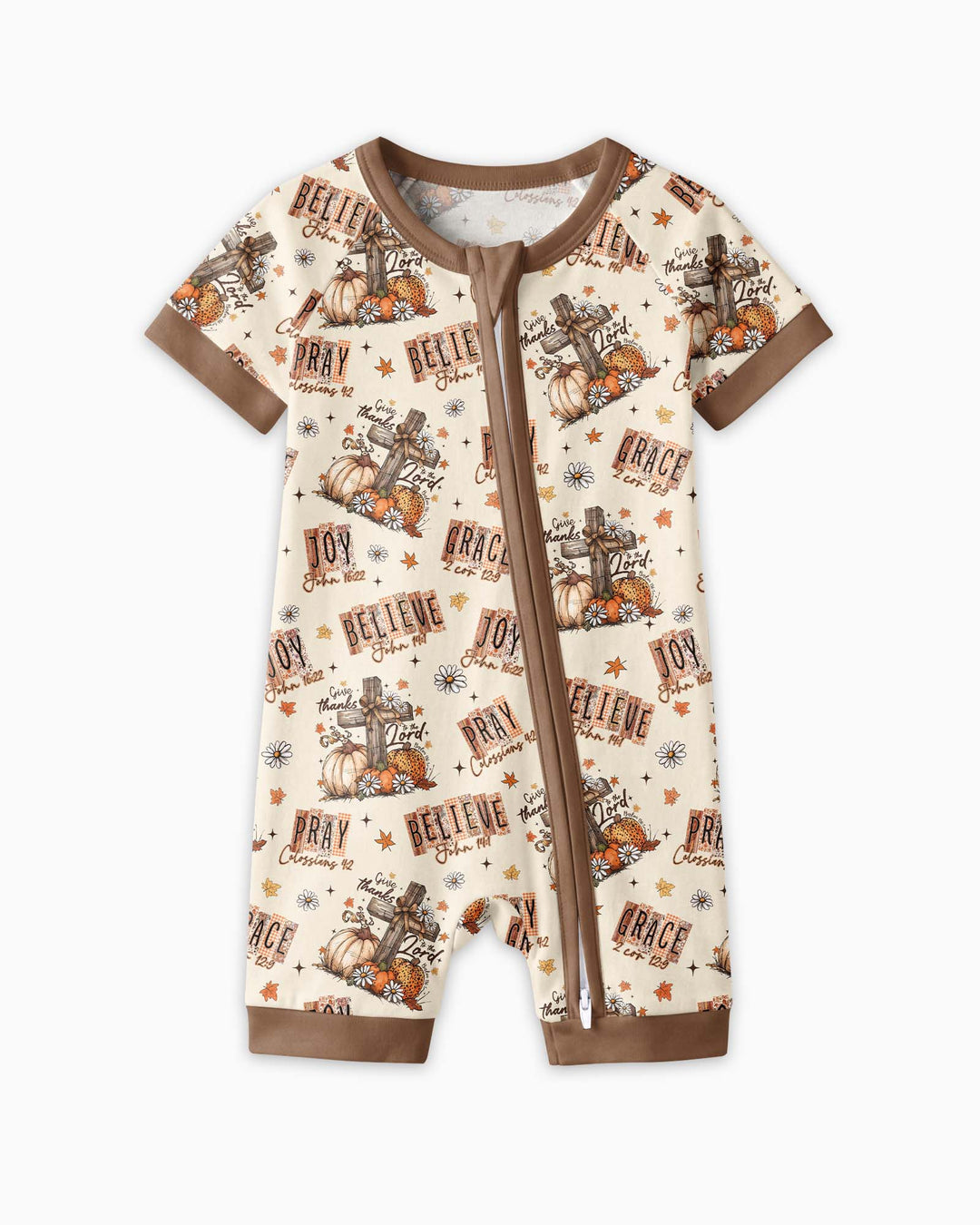 Floral Fall Give Thanks To The Lord Bamboo Shorty Zippy