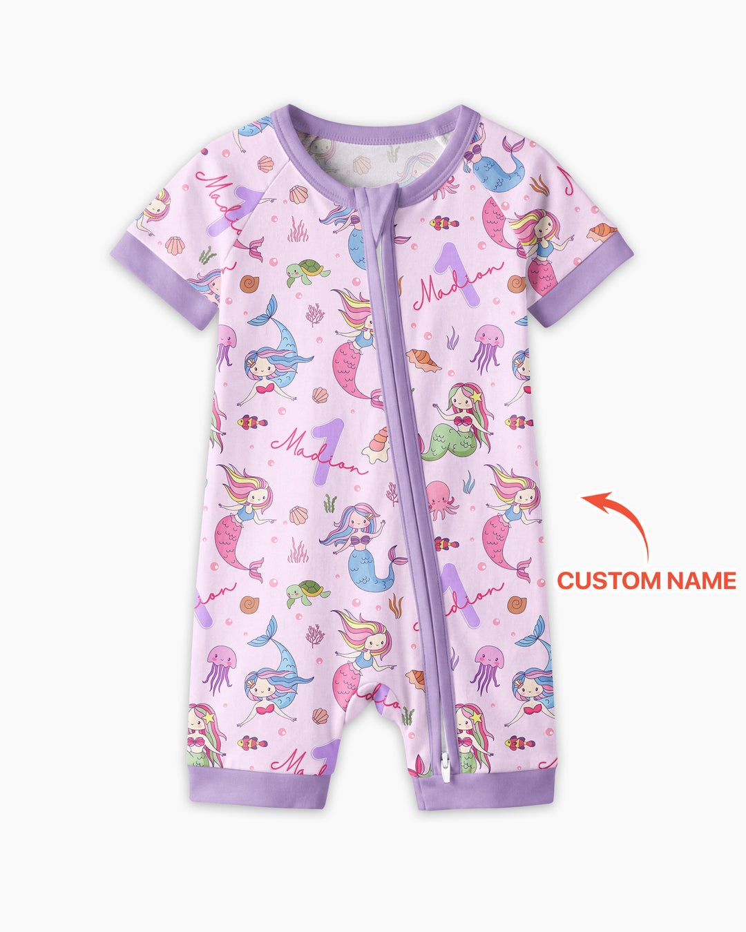 Custom Name Birthday Mermaid Bamboo Shorty Zippy