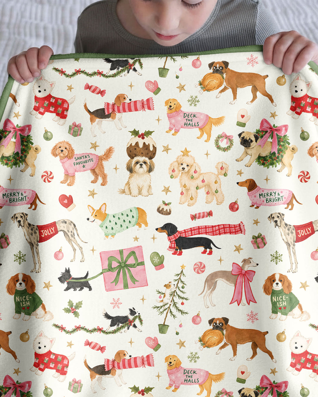 Festive Dog Merry Woofmas Bamboo Blanket