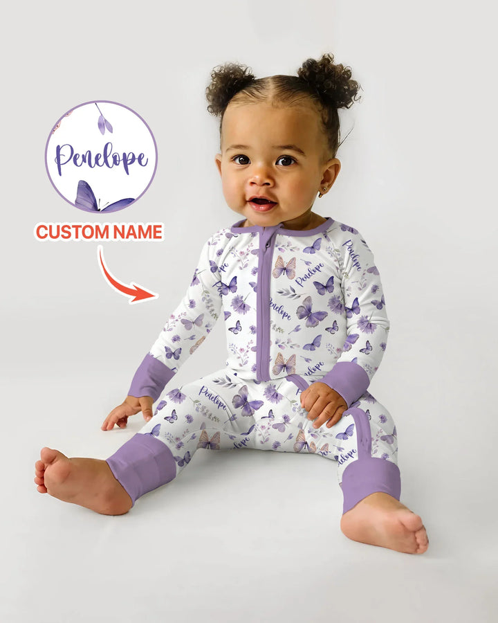Custom Name Lilac Bloom Bamboo Convertible Zippy