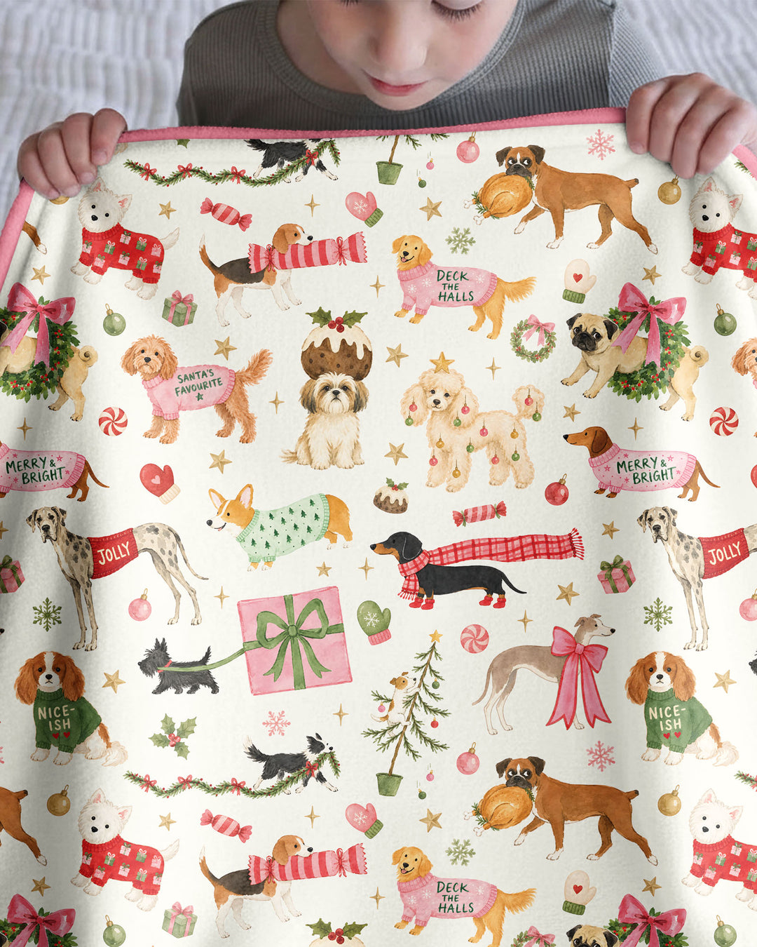 Festive Dog Merry Woofmas Bamboo Blanket