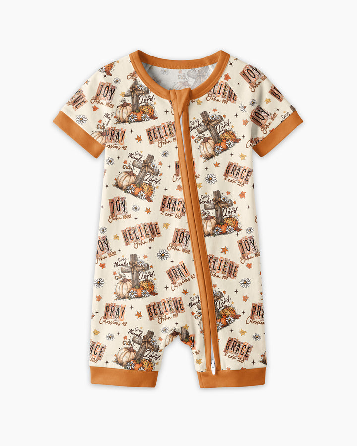Floral Fall Give Thanks To The Lord Bamboo Shorty Zippy