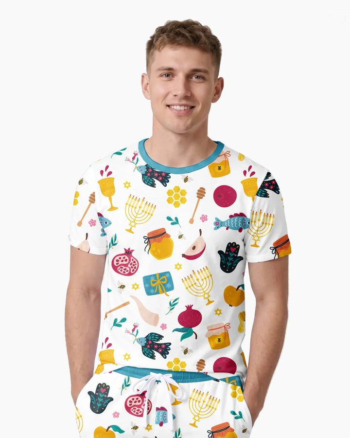 Shanah Tovah Party Men Short Sleeve Short Pajama Set