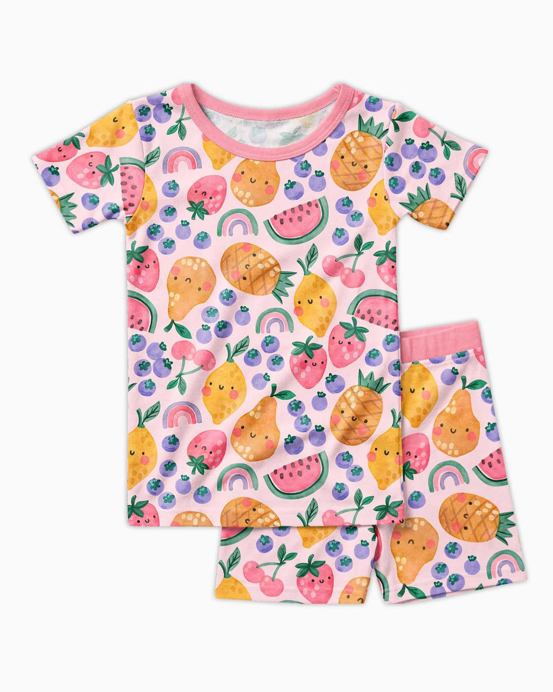 Fruitie Cuties Family Matching Bamboo Two Piece Short Sleeve Shorts Pajama Set
