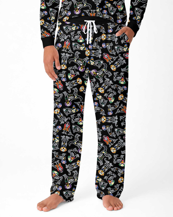 Dia De Los Muertos Doggie Bamboo Men's Pajama Set