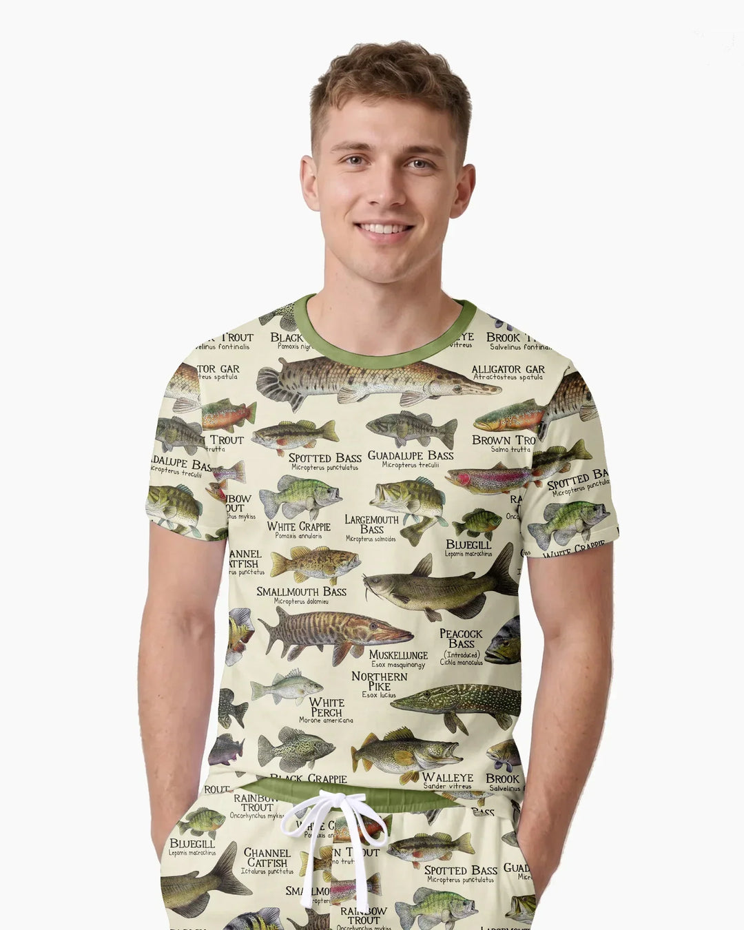 Fish Of America Bamboo Men Short Sleeve Short Pajama Set