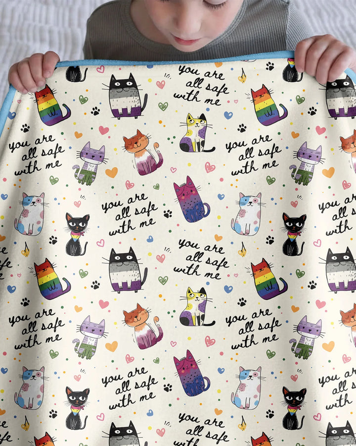 Loved & Safe Kitties Family Matching Bamboo Blanket