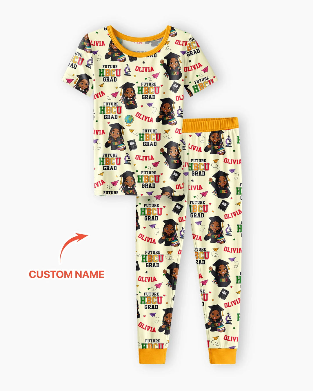 Custom Name Future HBCU Grad Bamboo Two Piece Short Sleeve Pajama Set