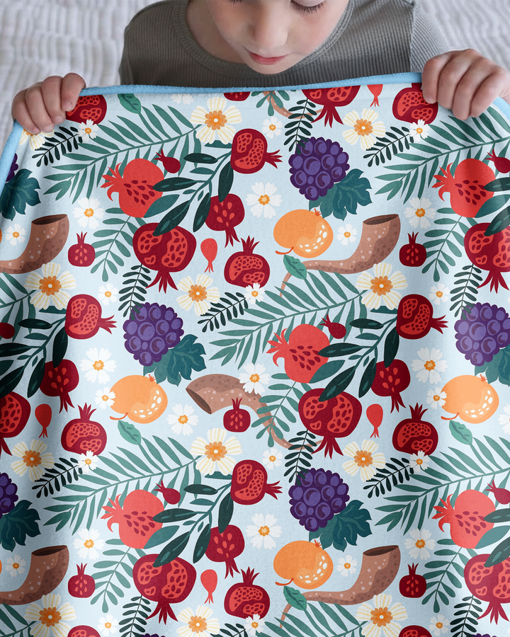 Pomegranate Blessings Night Family Matching Bamboo Blanket