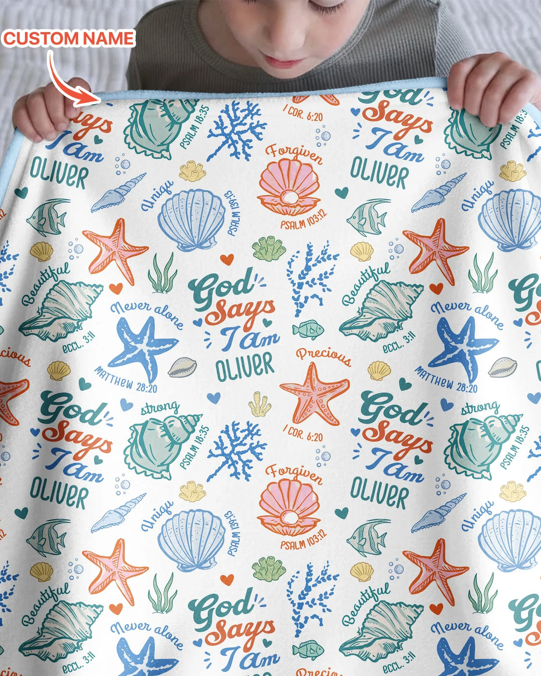 Coastal God Says I Am Custom Name Bamboo Blanket