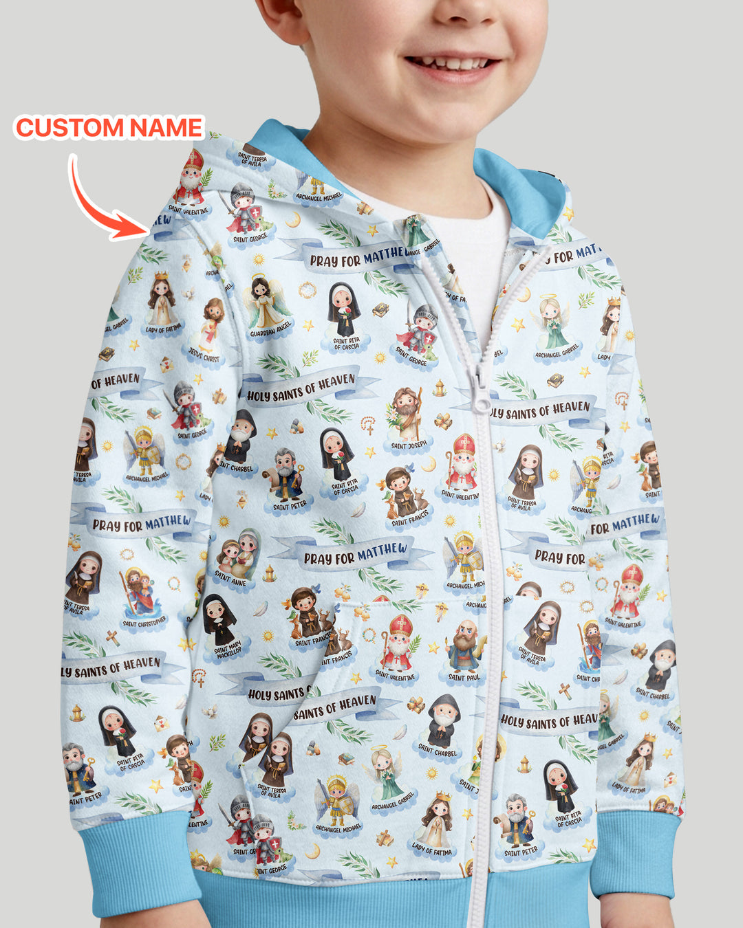 Holy Saints of Heaven Custom Name Bamboo Zip Hoodie