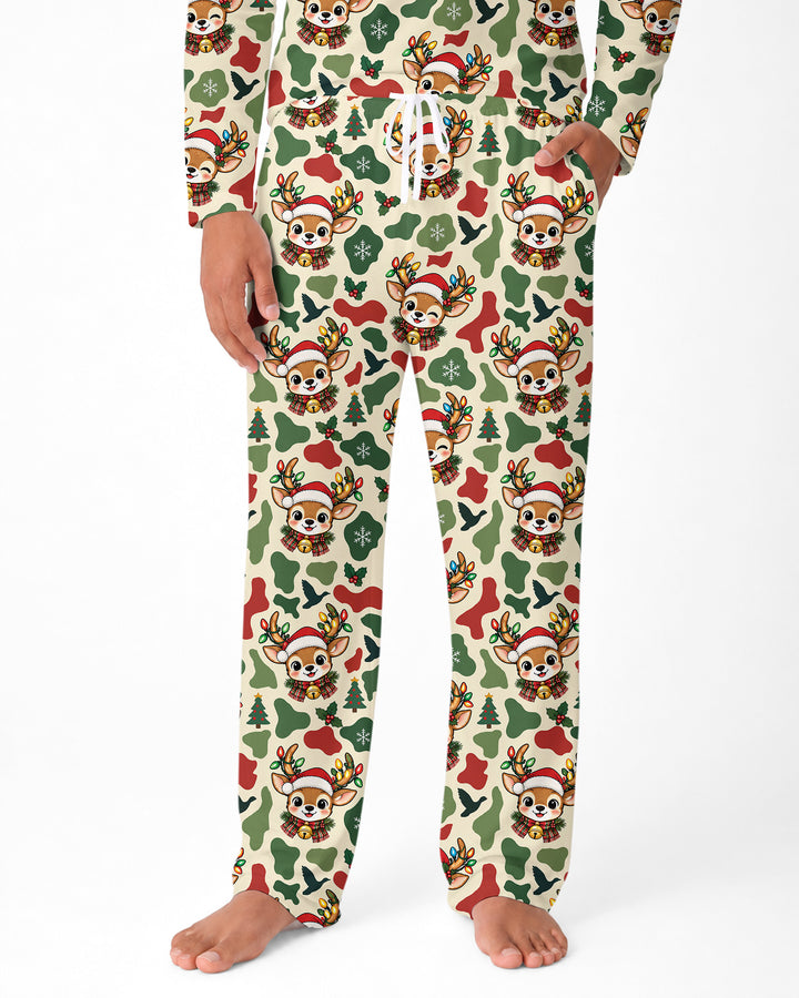 Christmas Deer Hunting Camo Bamboo Men's Pajama Set