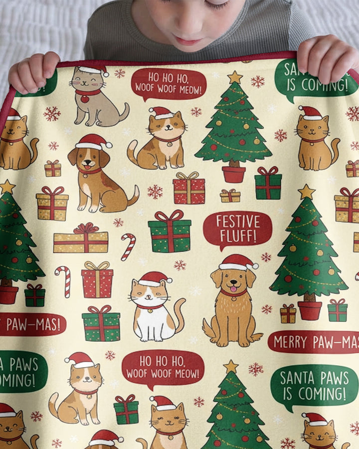 Merry Paws Christmas Bamboo Blanket