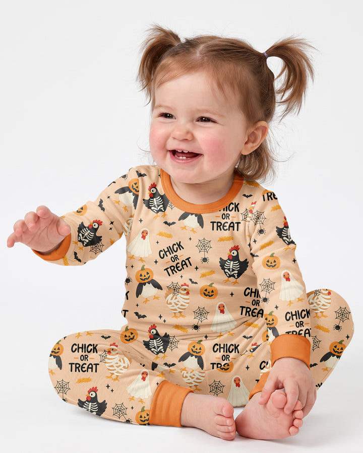 Halloween Chick Or Treat Bamboo Two Piece Long Sleeve Pajama Set