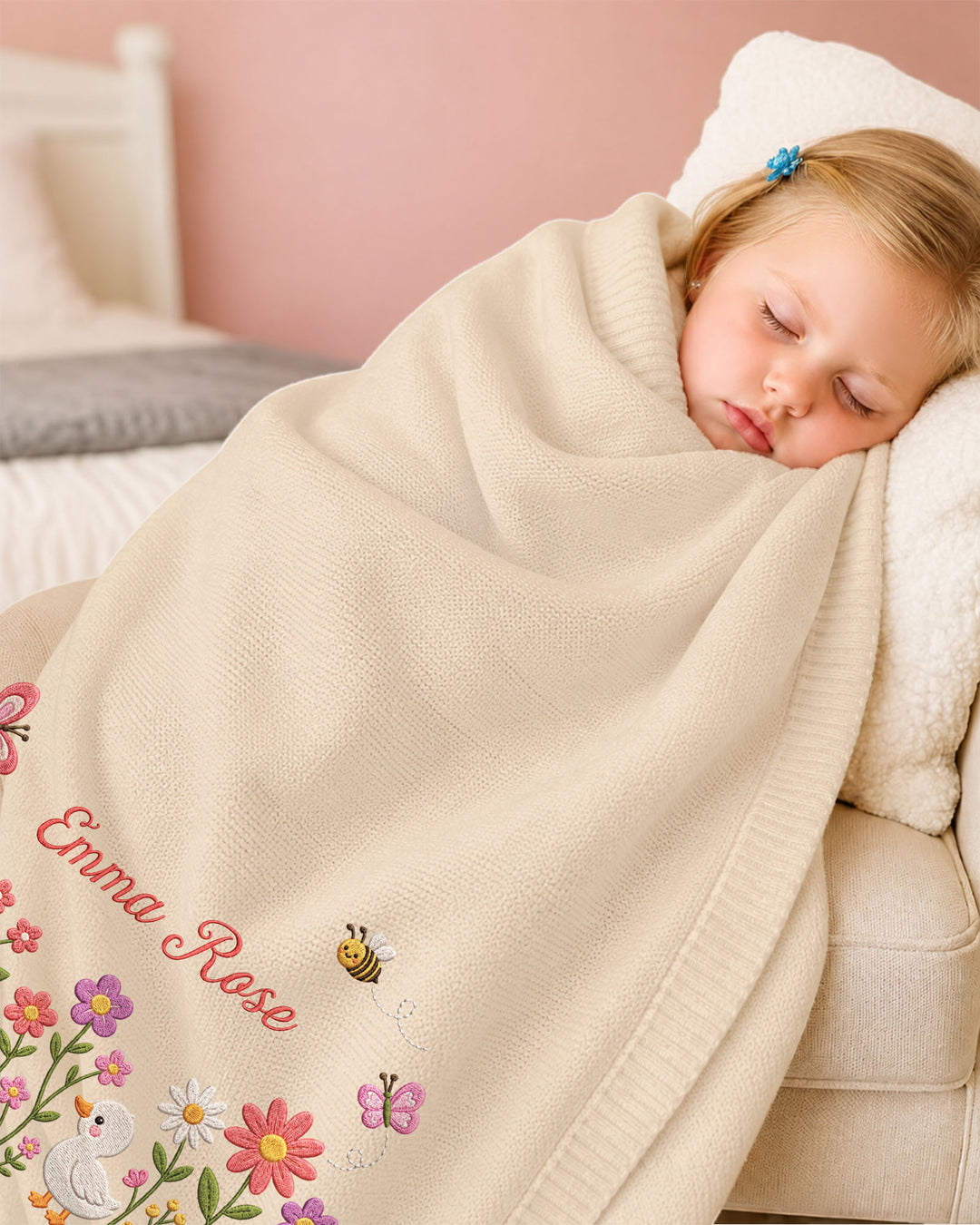 Lovely Floral Embroidered Baby Cotton Blanket