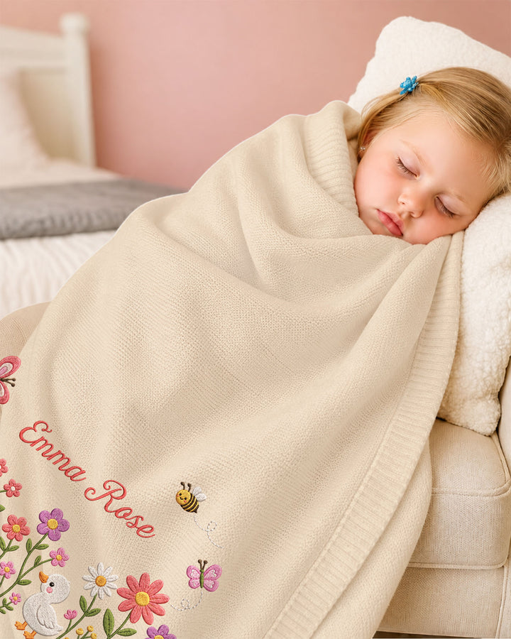 Lovely Floral Embroidered Baby Cotton Blanket