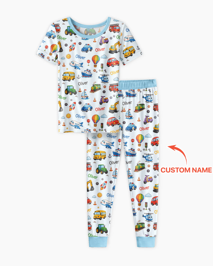 CUSTOM Template Bamboo Two Piece Short Sleeve Pyjamas Set