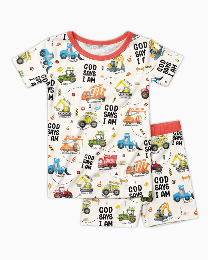 God Says I Am Boy Bamboo Two Piece Short Sleeve Shorts Pajama Set