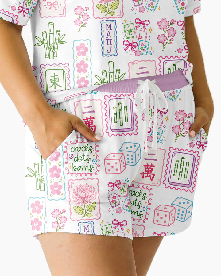 Cracks, Dots & Bams Mommy & Me Matching Bamboo Women Short Sleeve Short Pajama Set