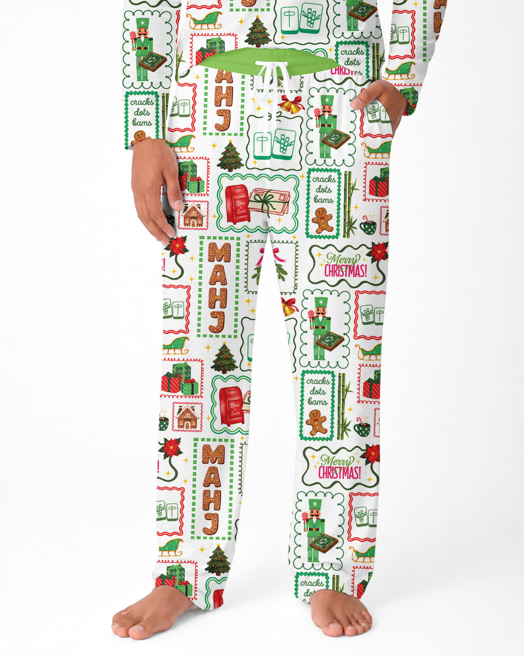 Preppy Christmas Mahjong Bamboo Men's Pajama Set