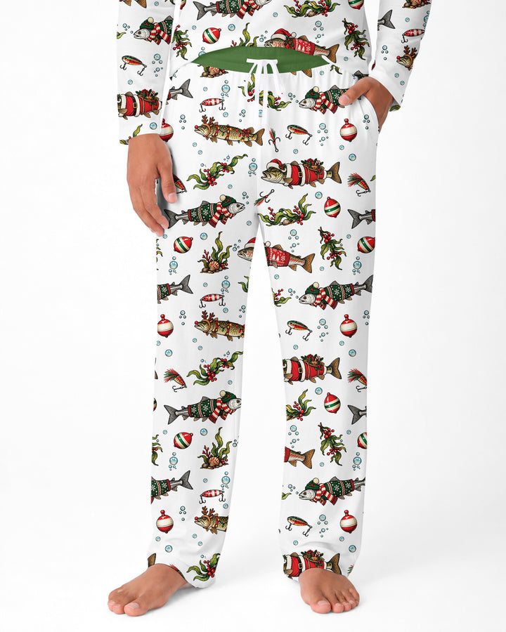 Christmas Trout Fishing Bamboo Men's Pajama Set